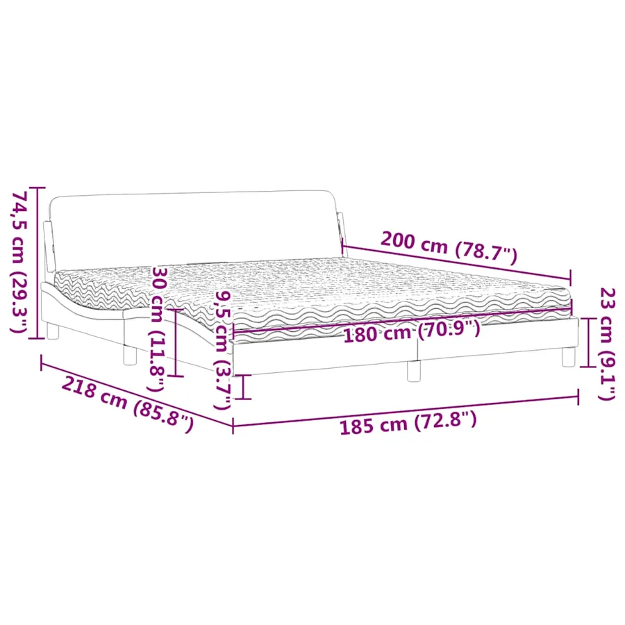 Lit avec matelas Dover vert foncé 180x200 cm velours - 9