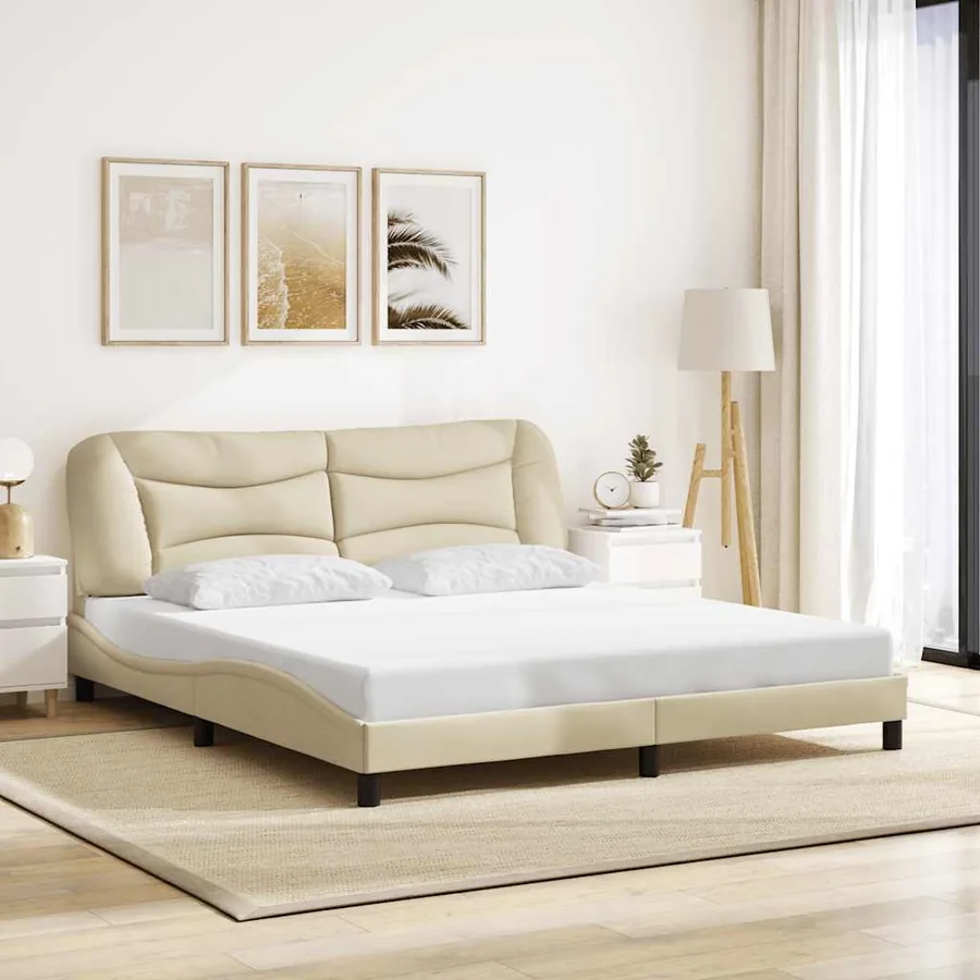 Cadre de lit sans matelas Hvar crème 180x200 cm tissu