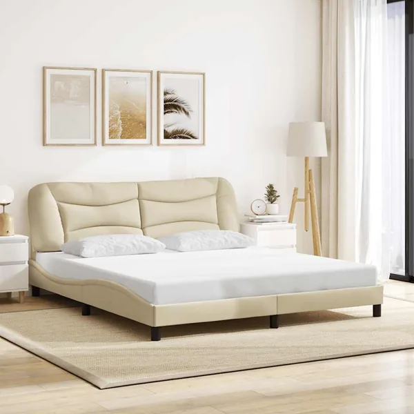 Cadre de lit sans matelas Hvar crème 180x200 cm tissu