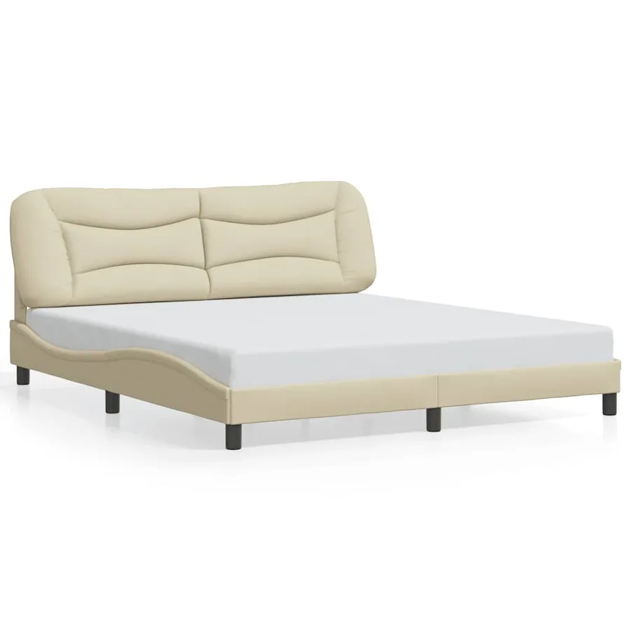 Cadre de lit sans matelas Hvar crème 180x200 cm tissu - 2