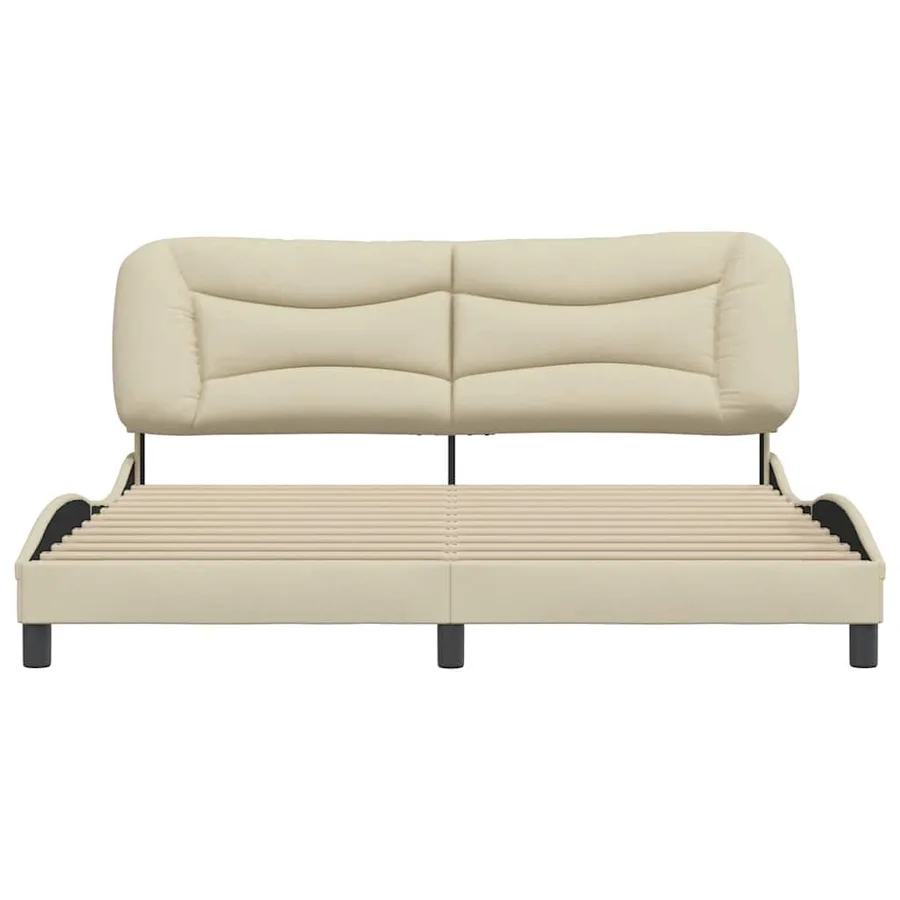 Cadre de lit sans matelas Hvar crème 180x200 cm tissu - 4