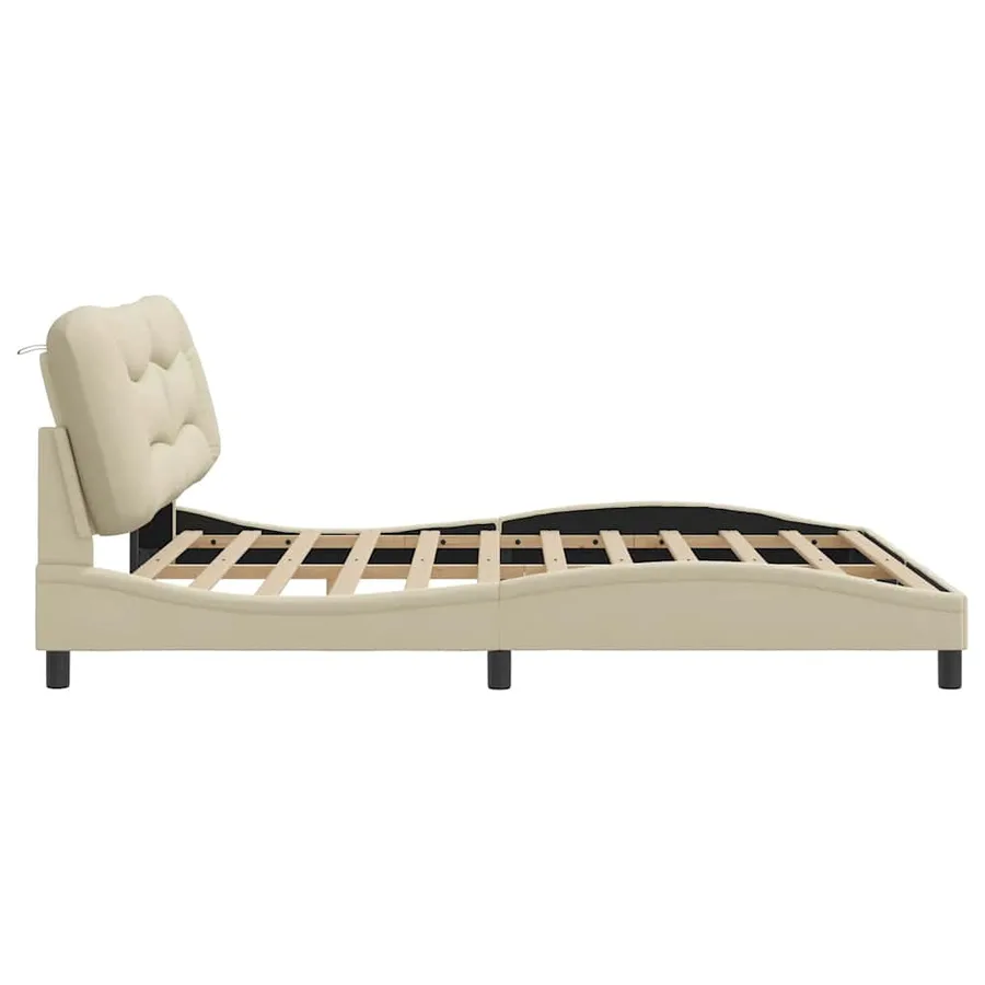 Cadre de lit sans matelas Hvar crème 180x200 cm tissu - 5