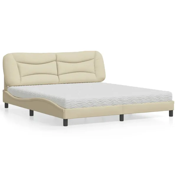 Lit avec matelas Hvar crème 180x200 cm tissu