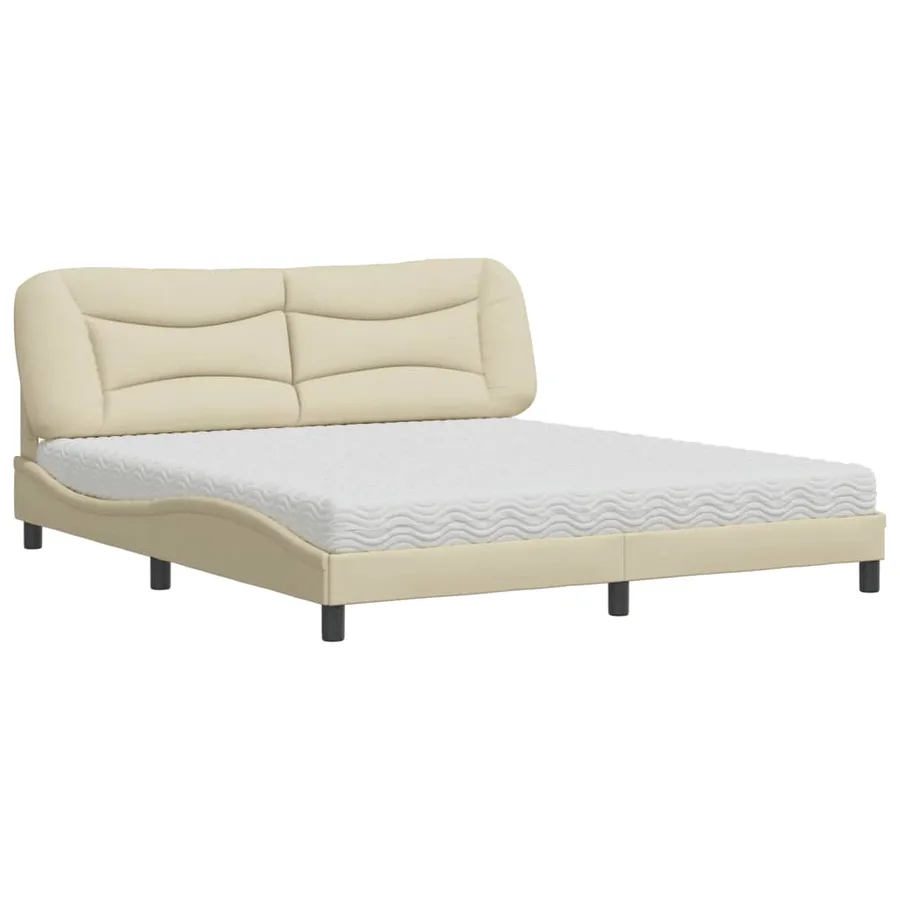 Lit avec matelas Hvar crème 180x200 cm tissu - 2