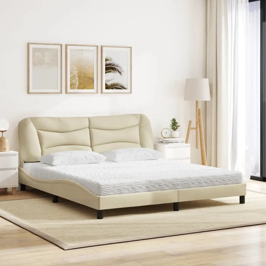 Lit avec matelas Hvar crème 180x200 cm tissu - 3