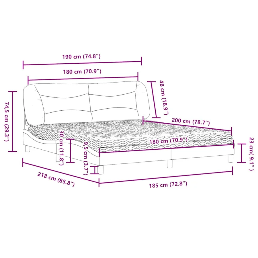 Lit avec matelas Hvar noir 180x200 cm similicuir - 11