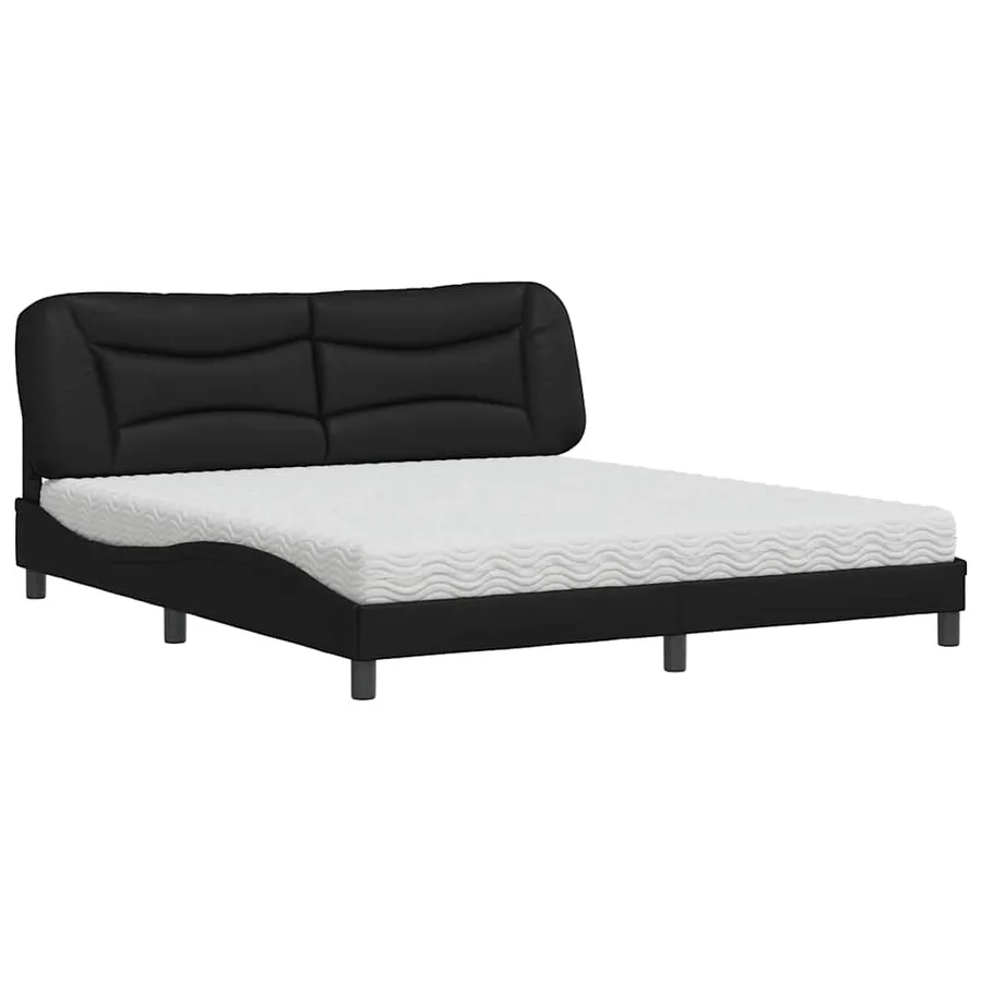 Lit avec matelas Hvar noir 180x200 cm similicuir - 2