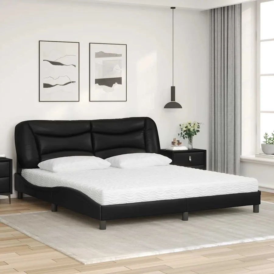 Lit avec matelas Hvar noir 180x200 cm similicuir - 3