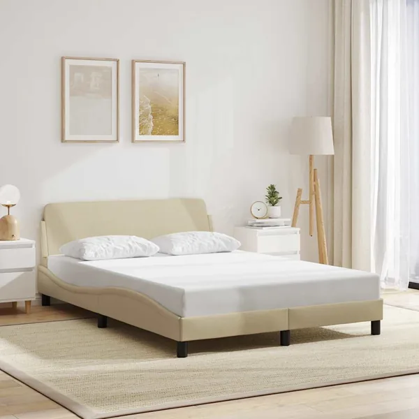 Cadre de lit Dover crème 120x200 cm tissu