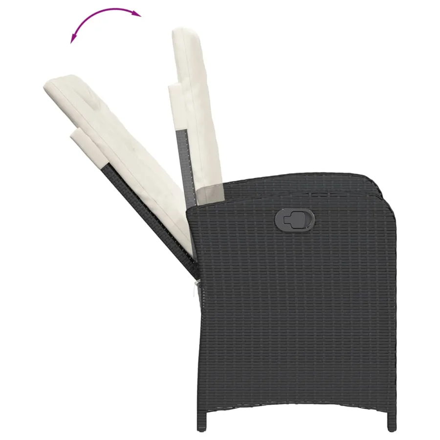 Ensemble à manger de jardin 9pcs coussins noir résine tressée - 5