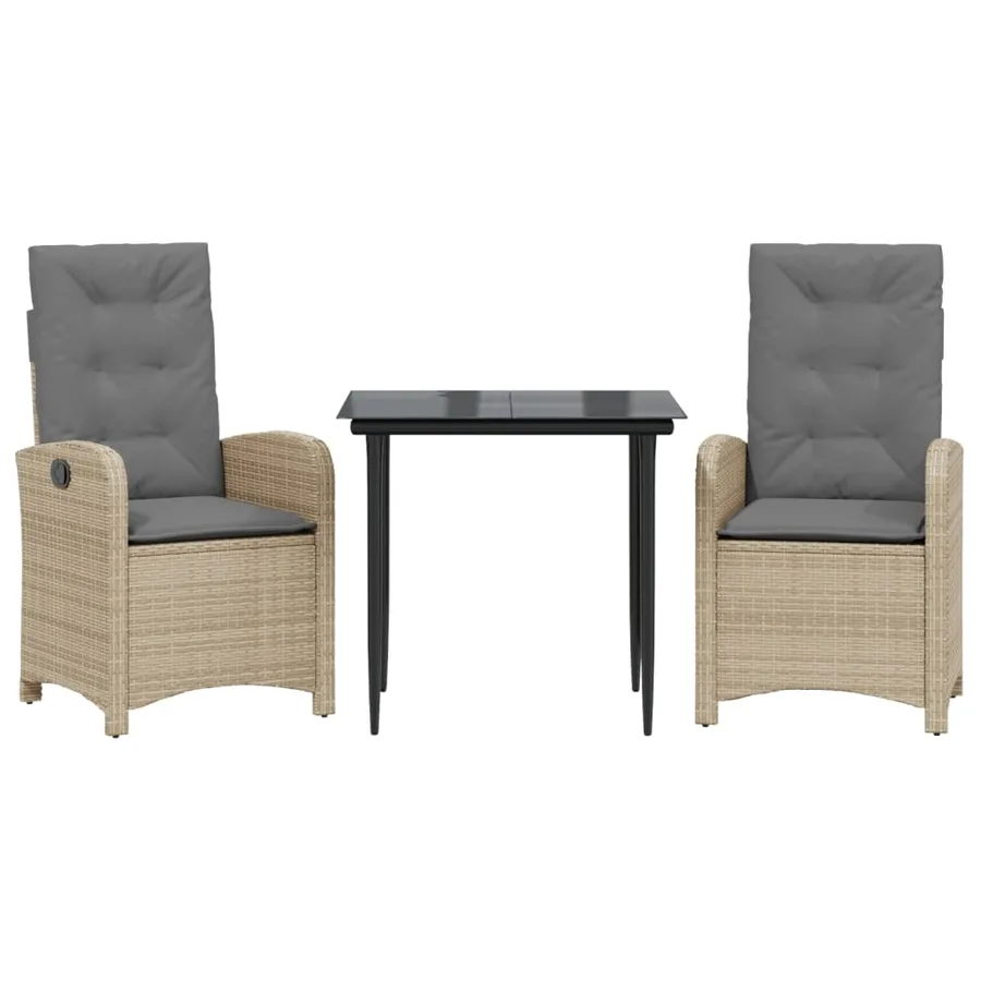 Ensemble à manger de jardin et coussins 3 pcs mélange beige - 2