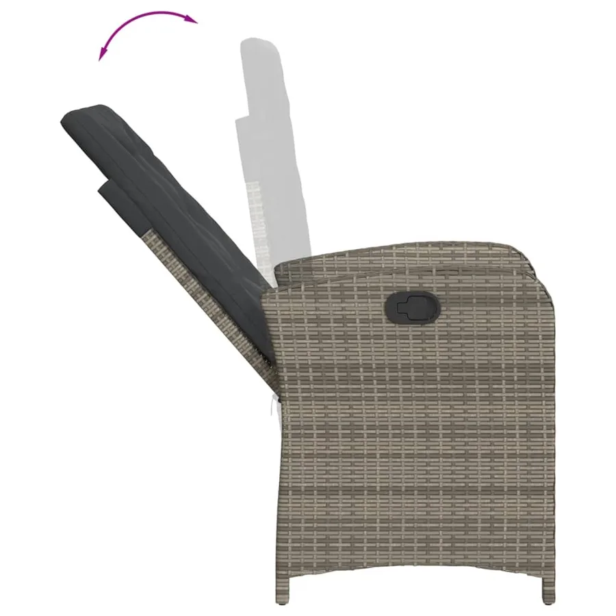 Ensemble à manger de jardin et coussins 7 pcs gris rotin - 5
