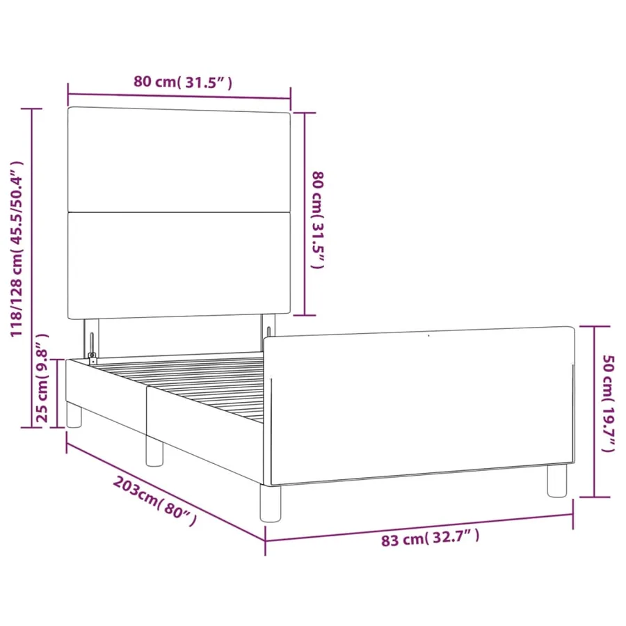 Cadre de lit sans matelas noir 80x200 cm similicuir - 14