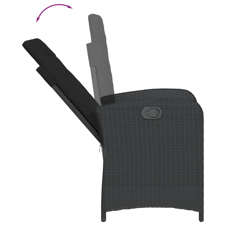 Ensemble à manger de jardin avec coussins 3 pcs Noir - 5