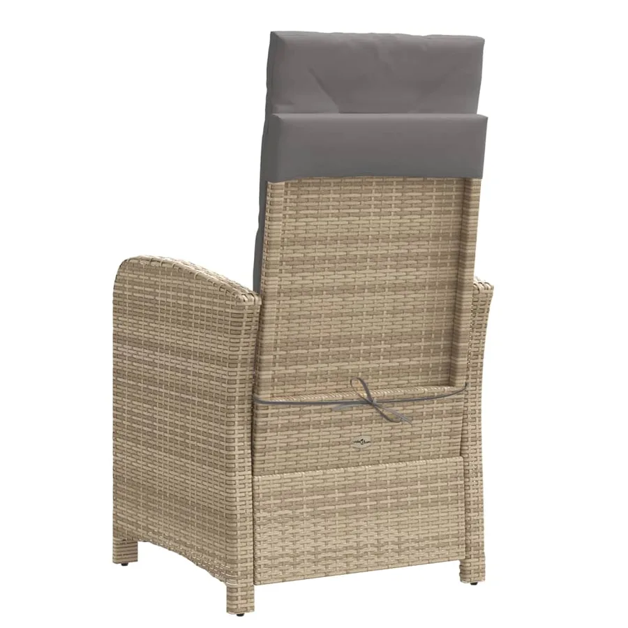 Chaise inclinable de jardin coussins mélange beige poly rotin - 6