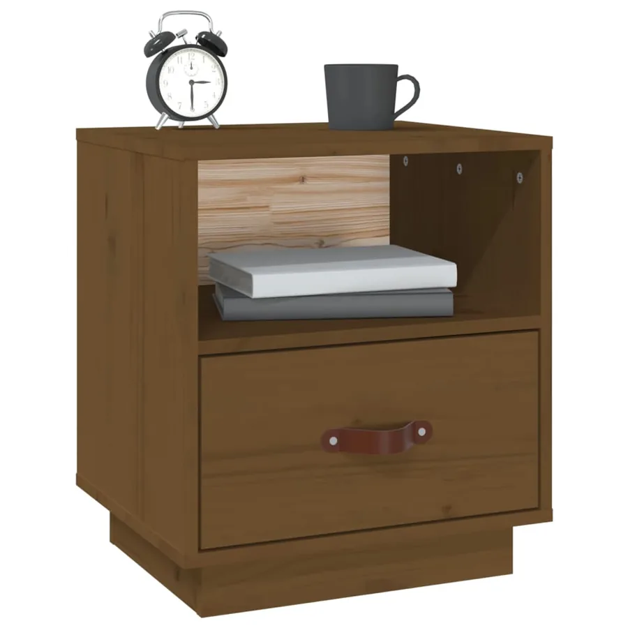 Tables de chevet 2pcs Marron miel 40x34x45cm Bois de pin massif - 4