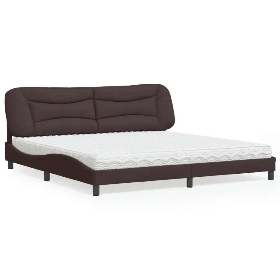 Lit avec matelas Hvar marron foncé 200x200 cm tissu