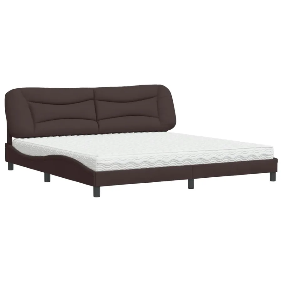 Lit avec matelas Hvar marron foncé 200x200 cm tissu - 2