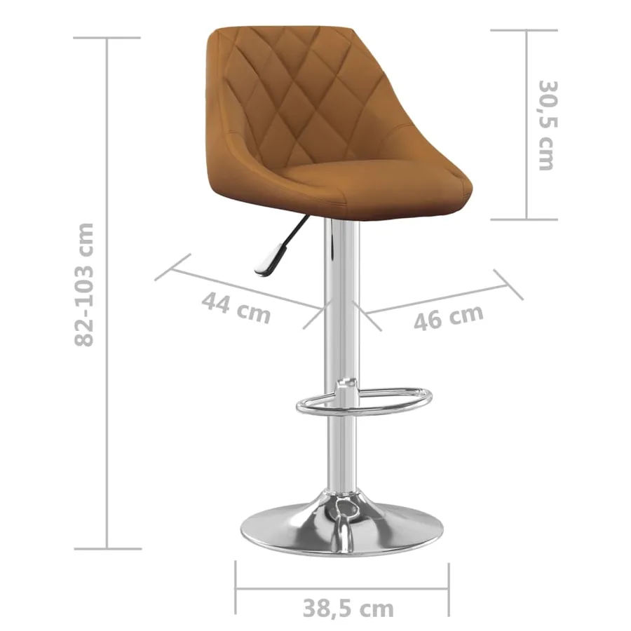 Tabourets de bar lot de 2 marron velours - 9