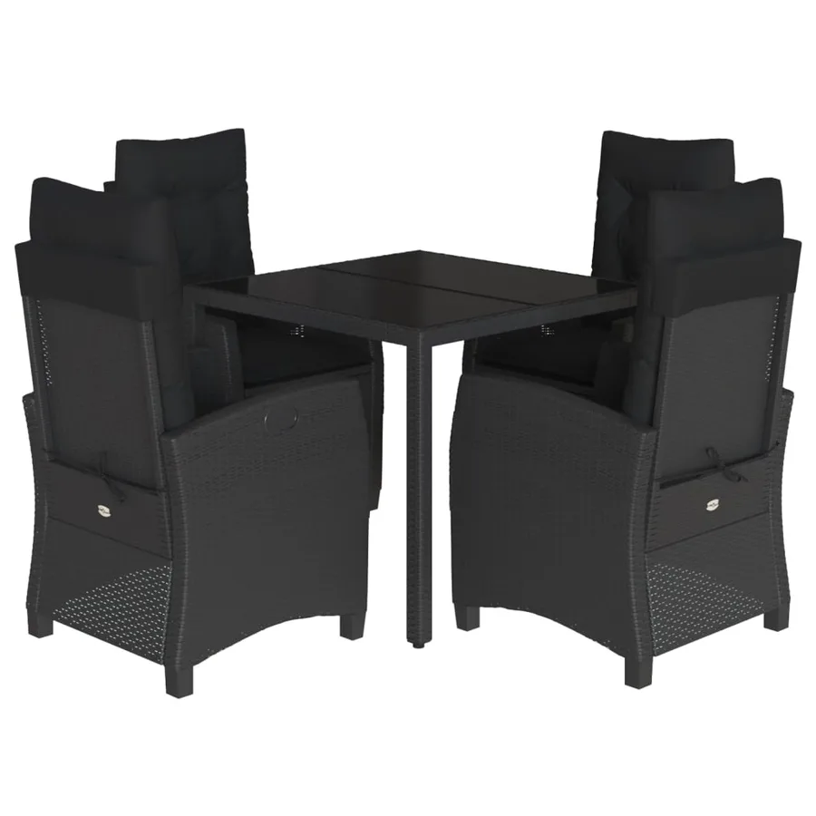 Ensemble à manger de jardin coussins 5pcs Noir Résine tressée - 2