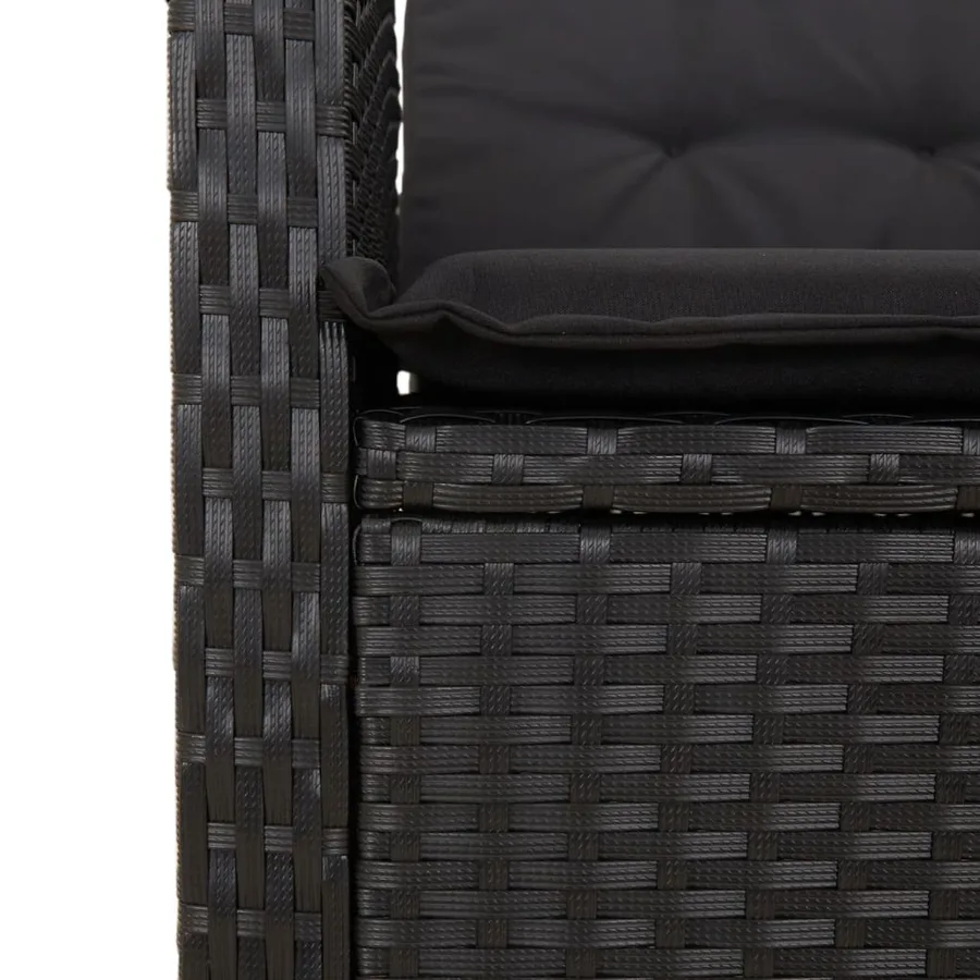 Ensemble à manger de jardin avec coussins 3 pcs Noir - 6