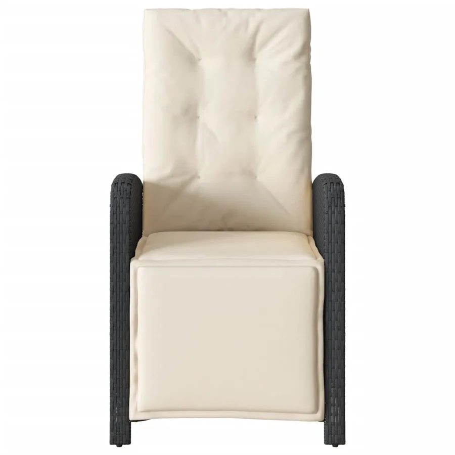Chaise inclinable de jardin et repose-pied noir résine tressée - 4
