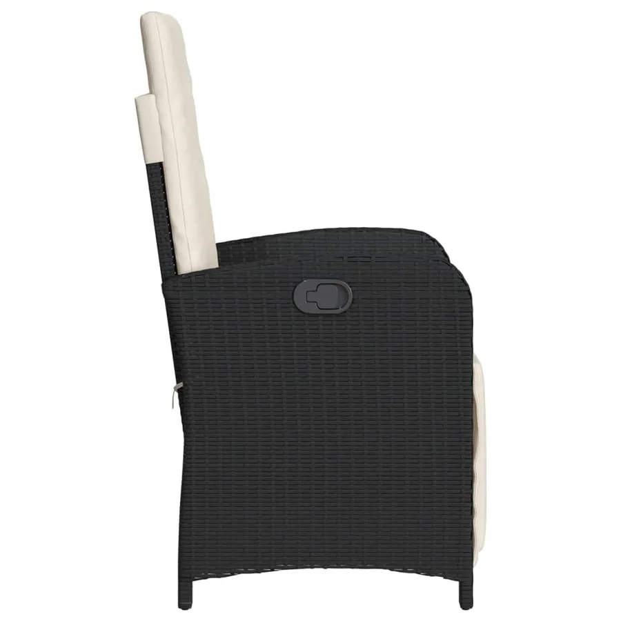 Chaise inclinable de jardin et repose-pied noir résine tressée - 5