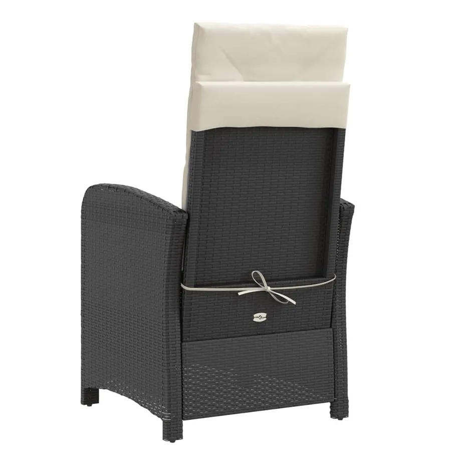 Chaise inclinable de jardin et repose-pied noir résine tressée - 6