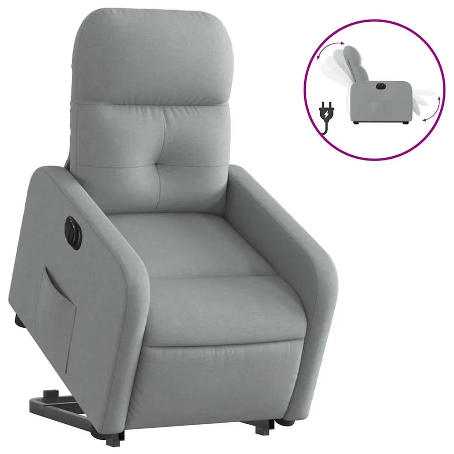 Fauteuil inclinable électrique gris clair tissu - 2