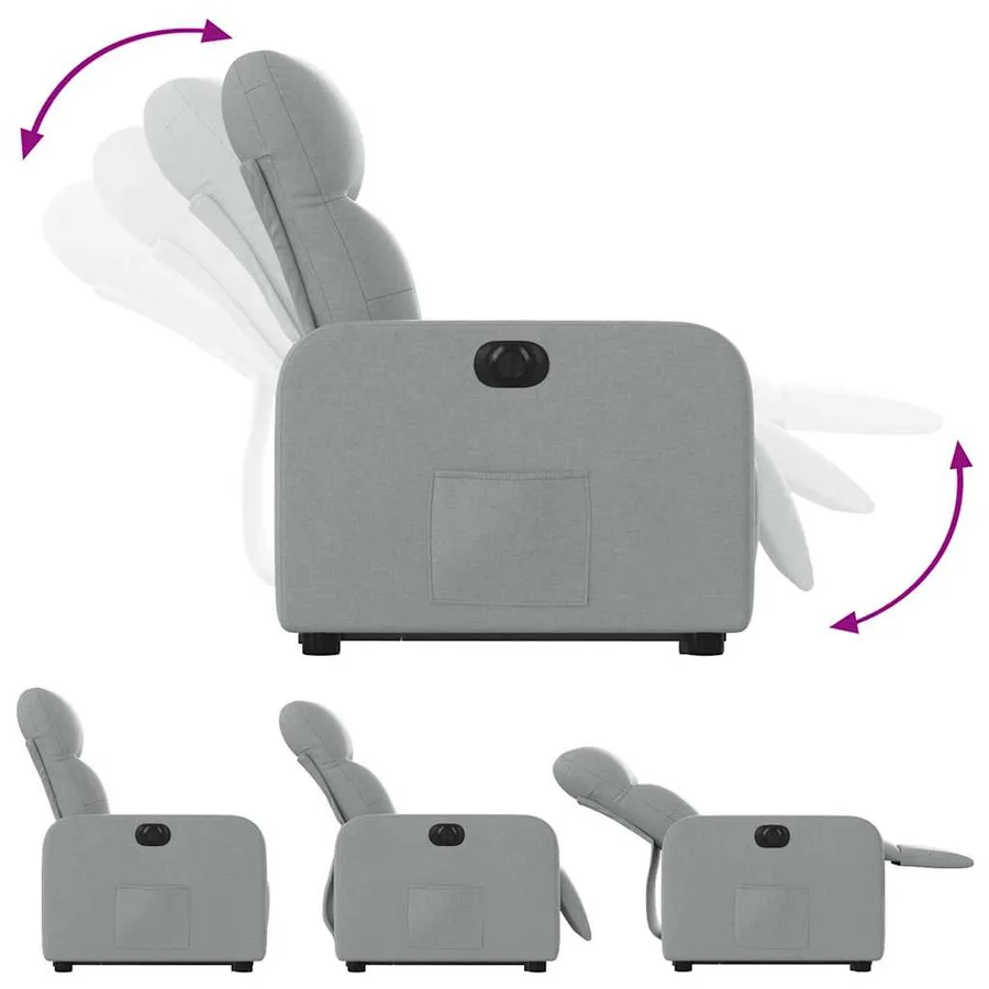 Fauteuil inclinable électrique gris clair tissu - 7