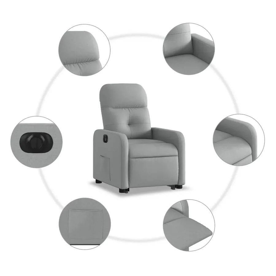 Fauteuil inclinable électrique gris clair tissu - 8