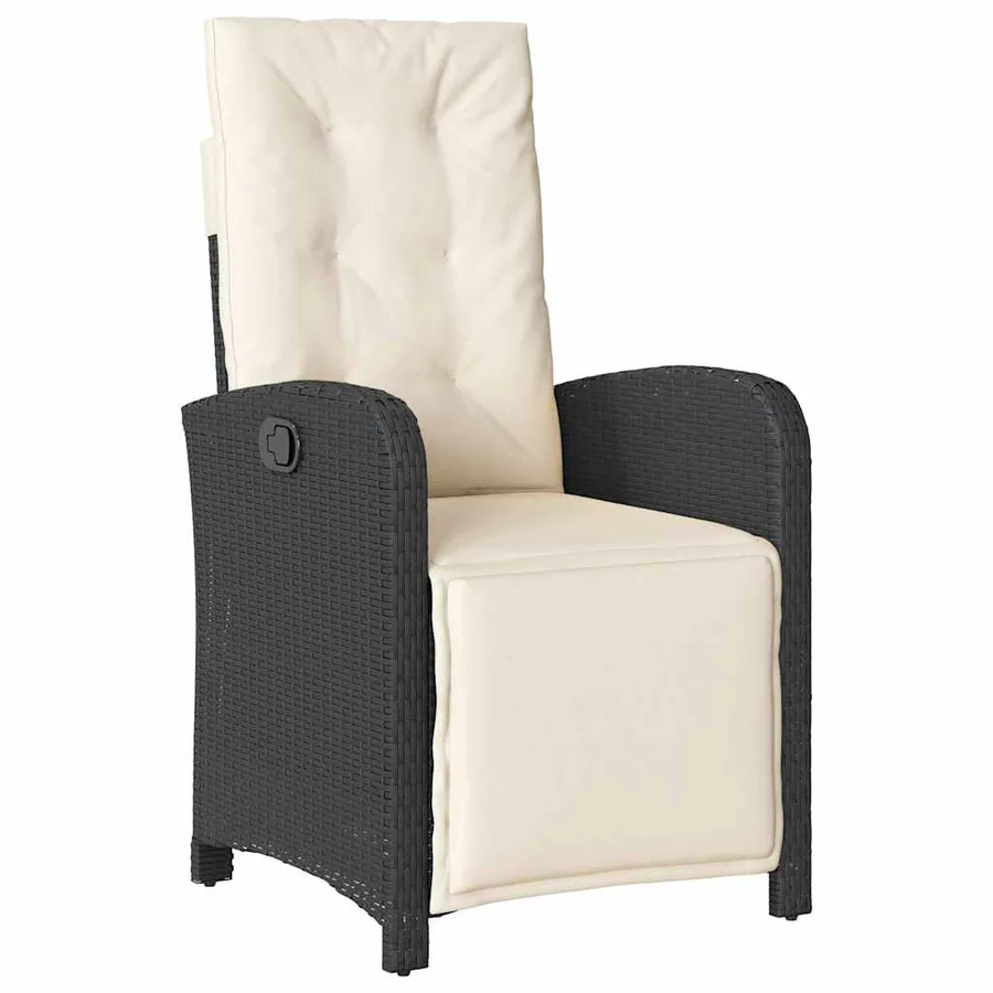 Ensemble à manger de jardin coussins 7pcs Noir Résine tressée - 3