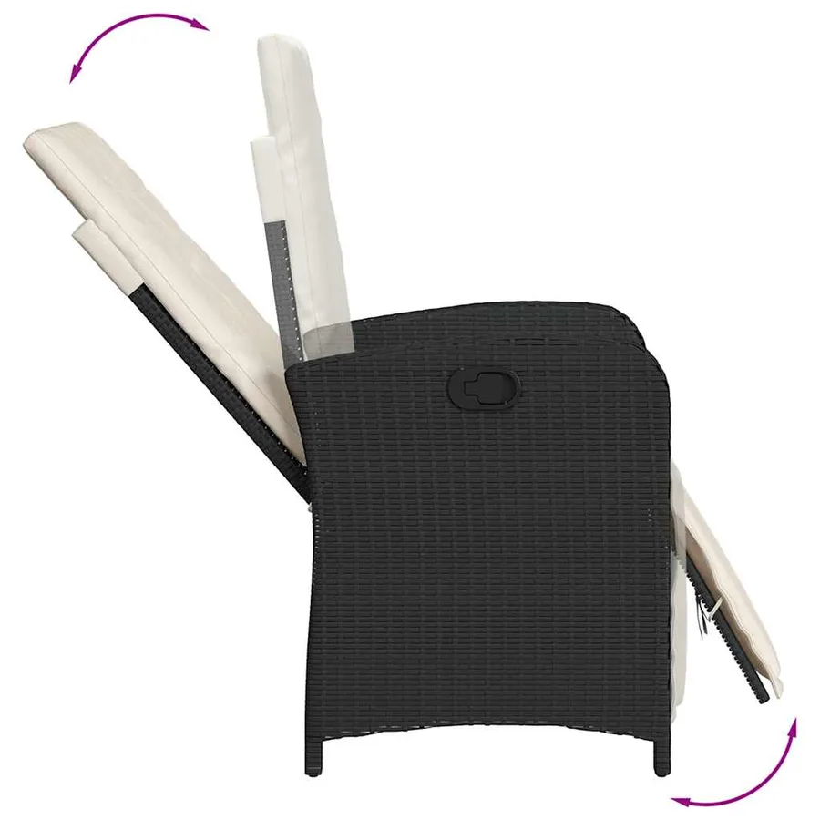 Ensemble de bistro 3 pcs avec coussins noir résine tressée - 5
