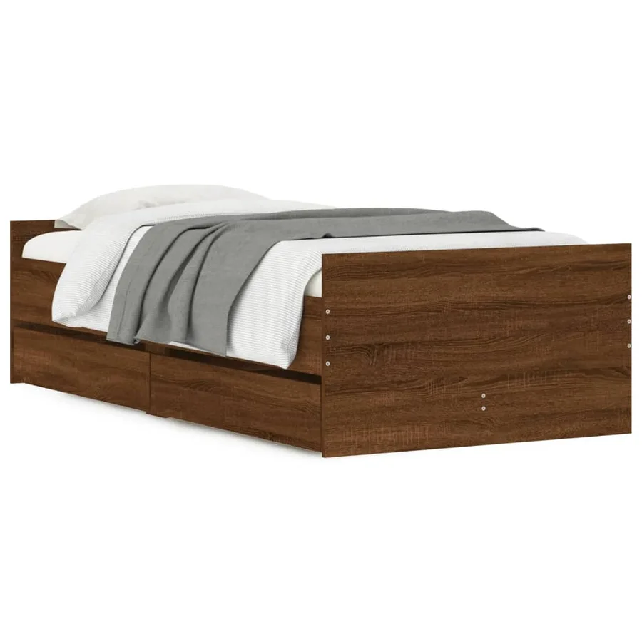 Cadre de lit sans matelas chêne marron 75x190 cm - 2