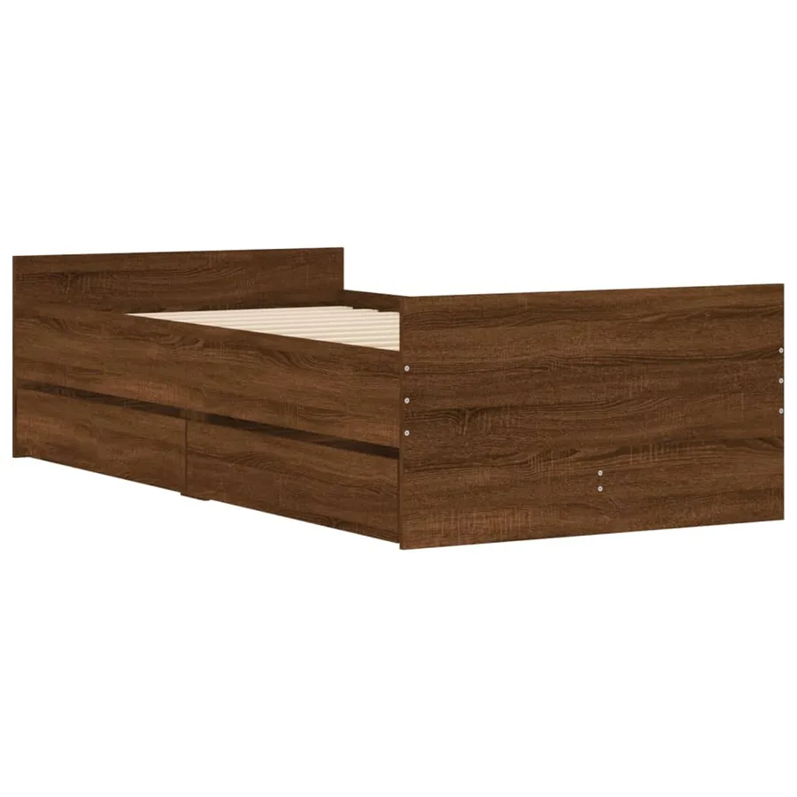 Cadre de lit sans matelas chêne marron 75x190 cm - 3
