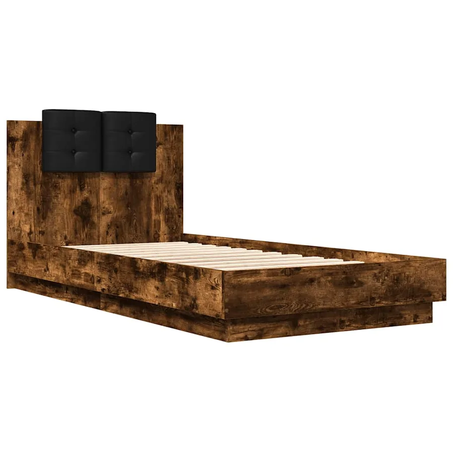 Cadre de lit avec LED sans matelas chêne fumé 75x190 cm - 3