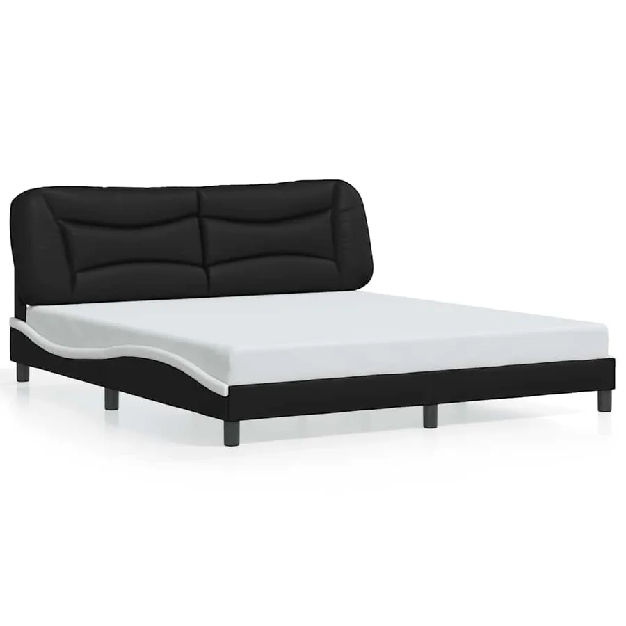 Cadre de lit sans matelas Hvar noir et blanc 180x200 cm similicuir - 2