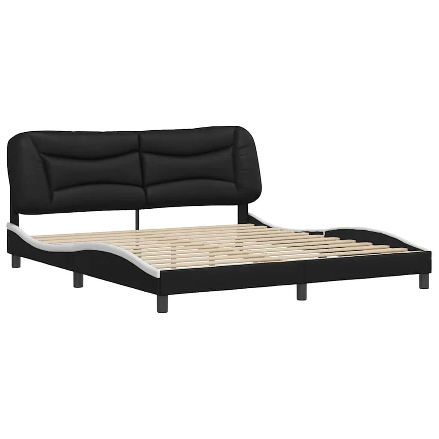 Cadre de lit sans matelas Hvar noir et blanc 180x200 cm similicuir - 3