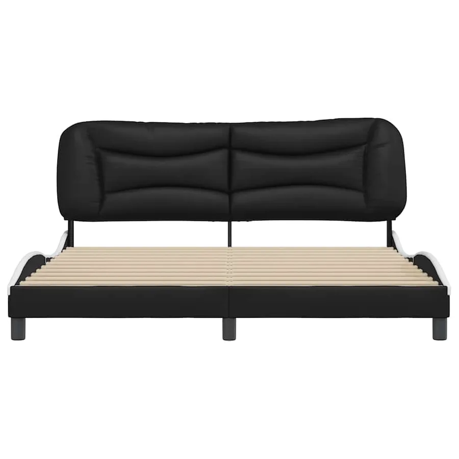 Cadre de lit sans matelas Hvar noir et blanc 180x200 cm similicuir - 4