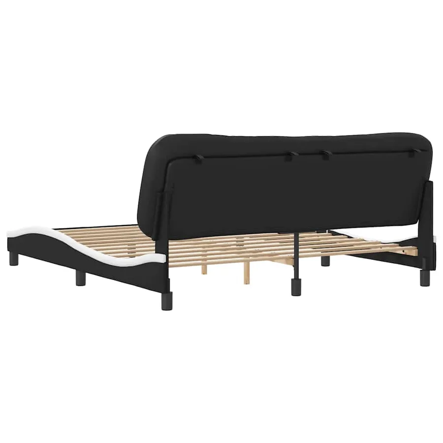 Cadre de lit sans matelas Hvar noir et blanc 180x200 cm similicuir - 6