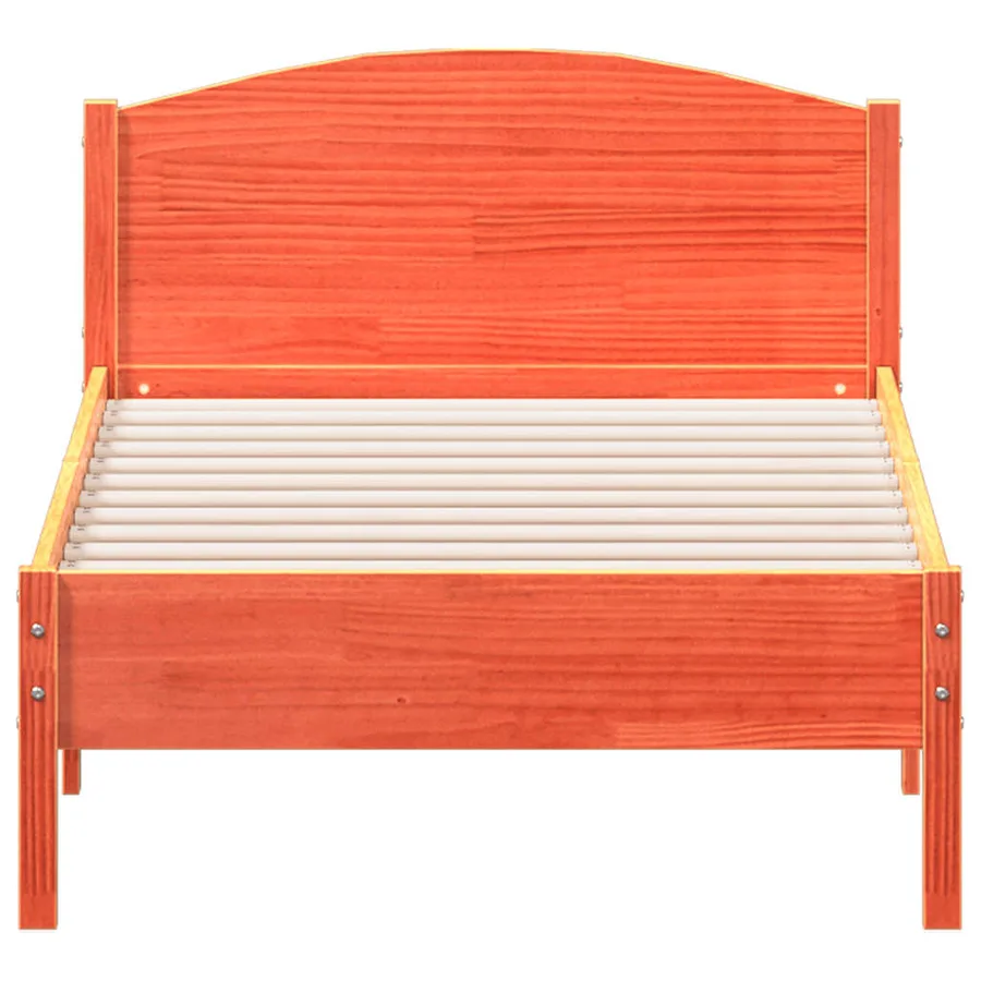 Cadre de lit sans matelas cire marron 75x190 cm bois pin massif - 4