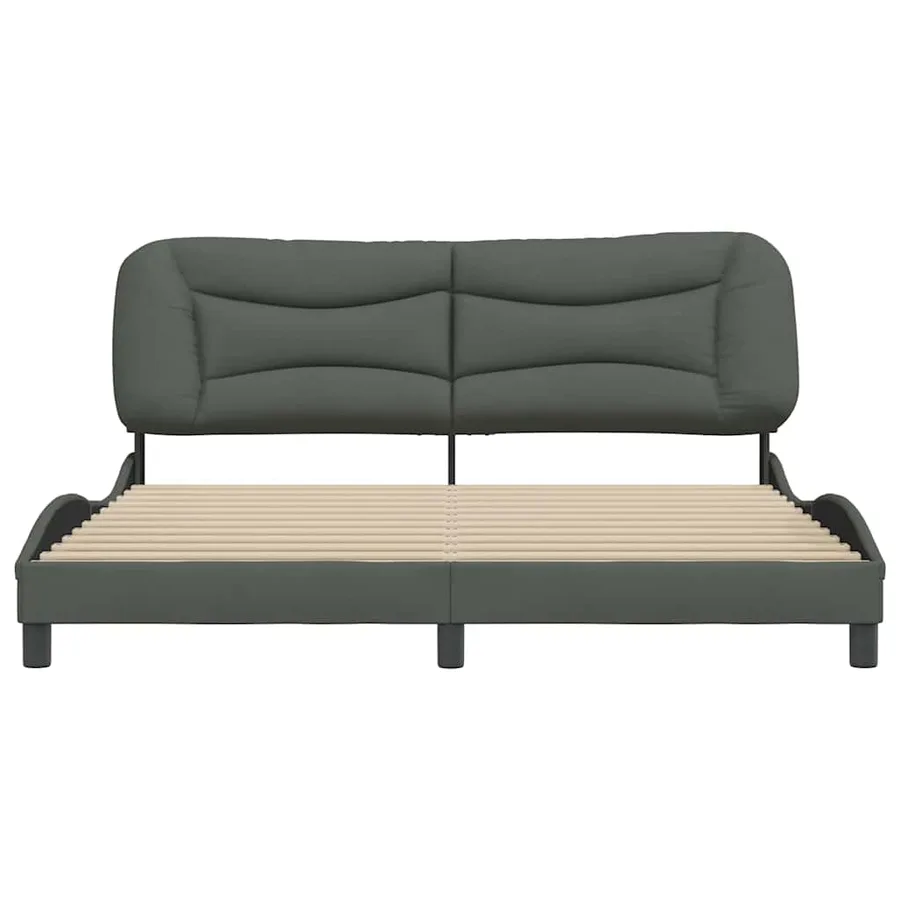 Cadre de lit sans matelas Hvar gris foncé 180x200 cm tissu - 4