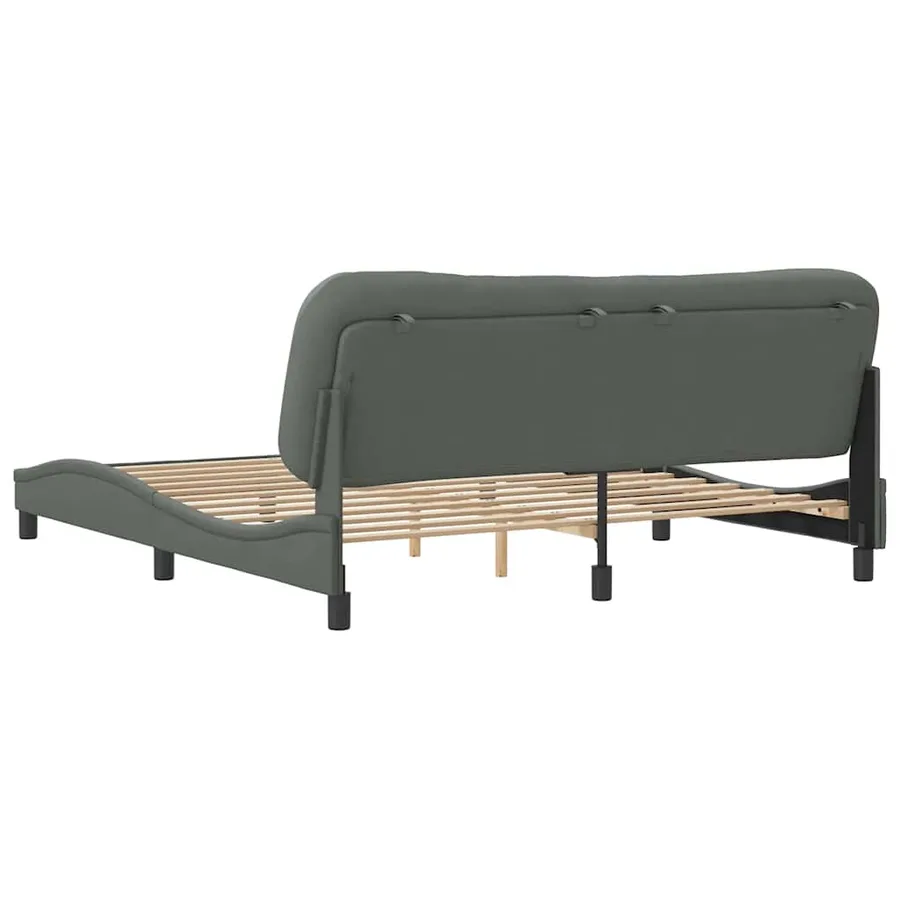 Cadre de lit sans matelas Hvar gris foncé 180x200 cm tissu - 6