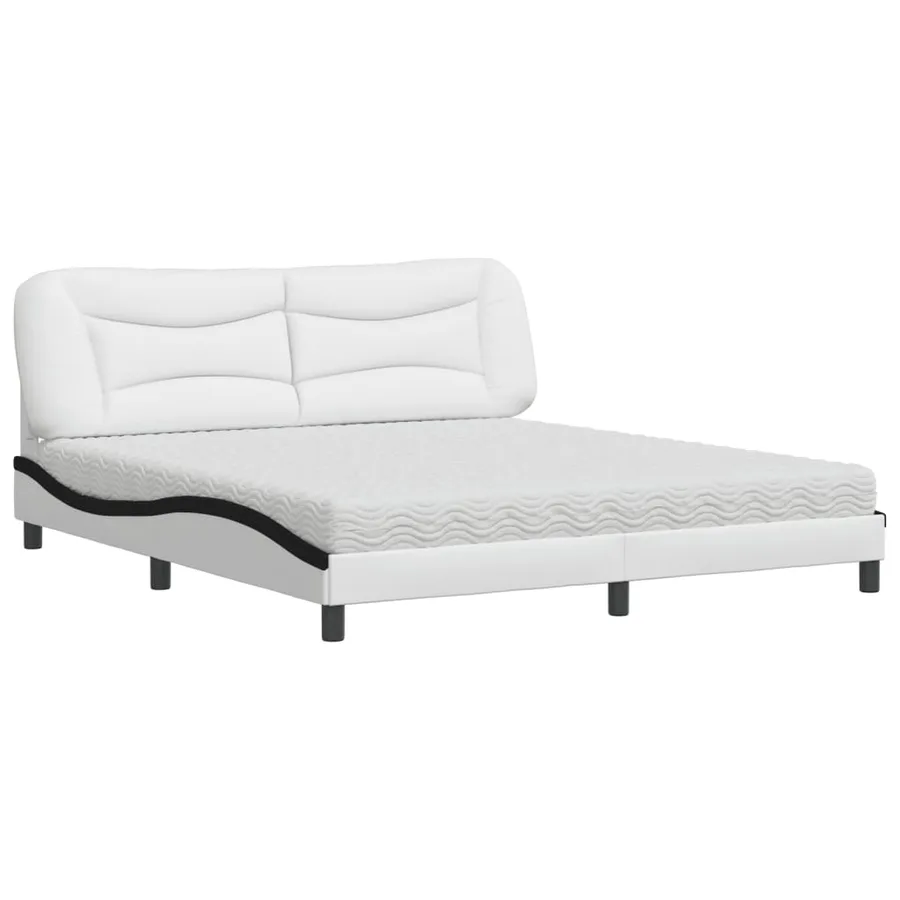 Lit avec matelas Hvar blanc et noir 180x200 cm similicuir - 2