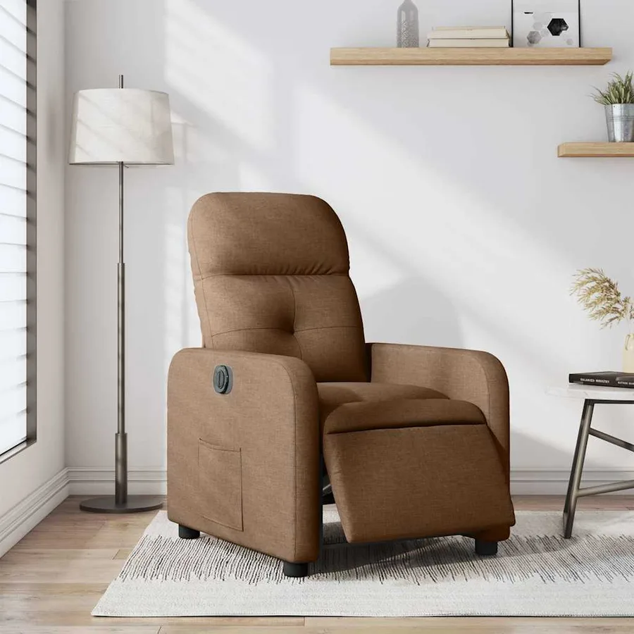 Fauteuil inclinable électrique Marron Tissu - 15