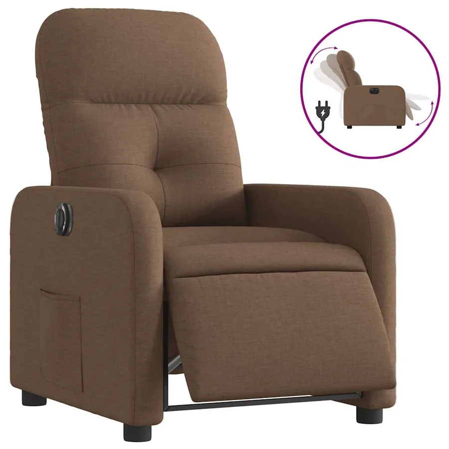 Fauteuil inclinable électrique Marron Tissu - 2