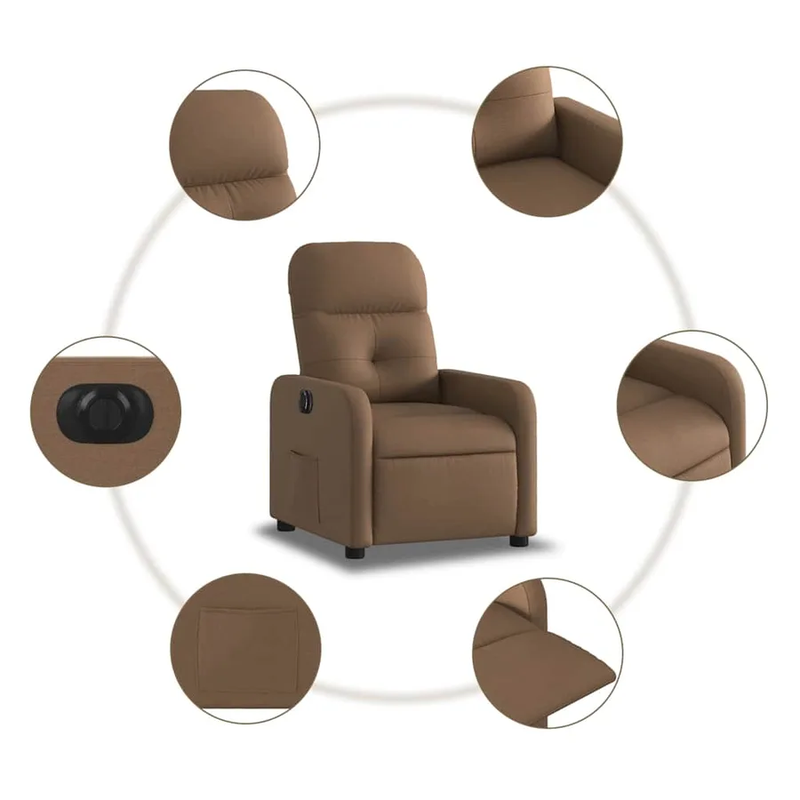 Fauteuil inclinable électrique Marron Tissu - 8