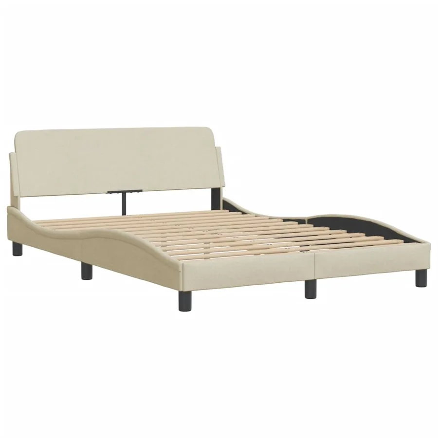 Cadre de lit avec LED sans matelas Hvar crème 160x200 cm tissu - 7