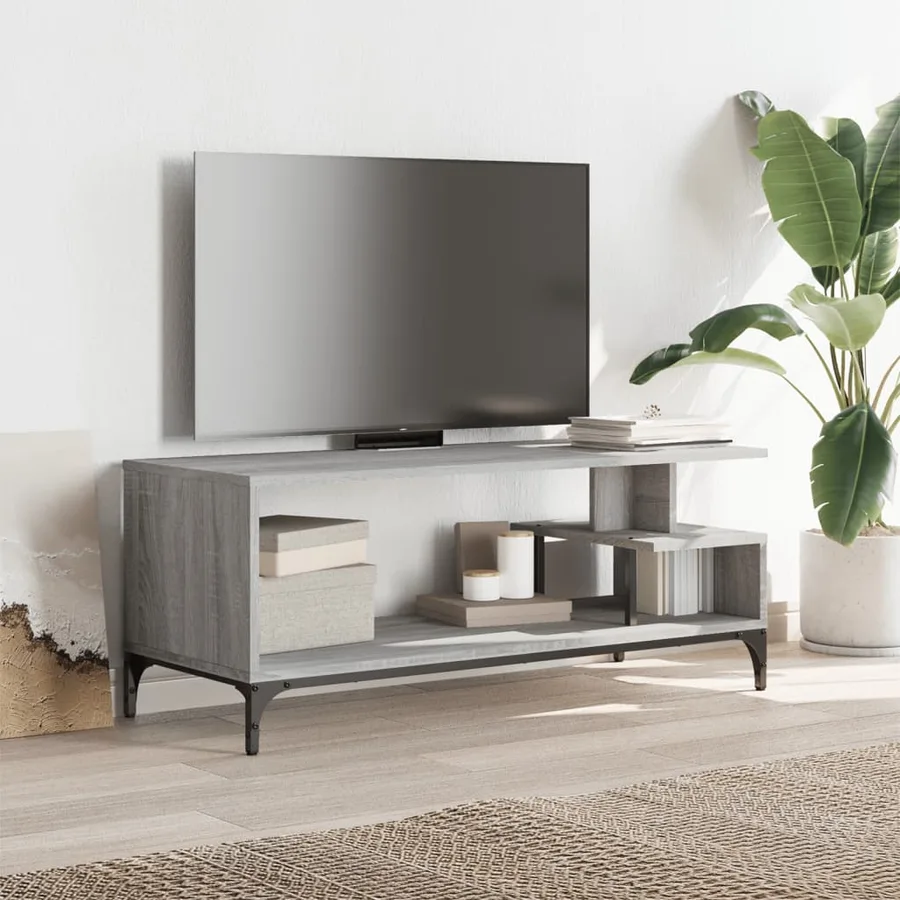Meuble TV sonoma gris bois ingénierie et acier enduit de poudre - 3