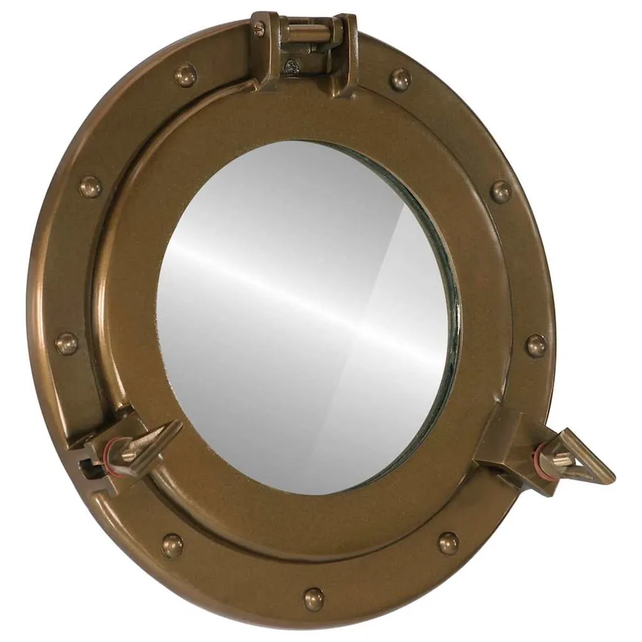Miroir en forme de hublot mural Ø30 cm aluminium et verre